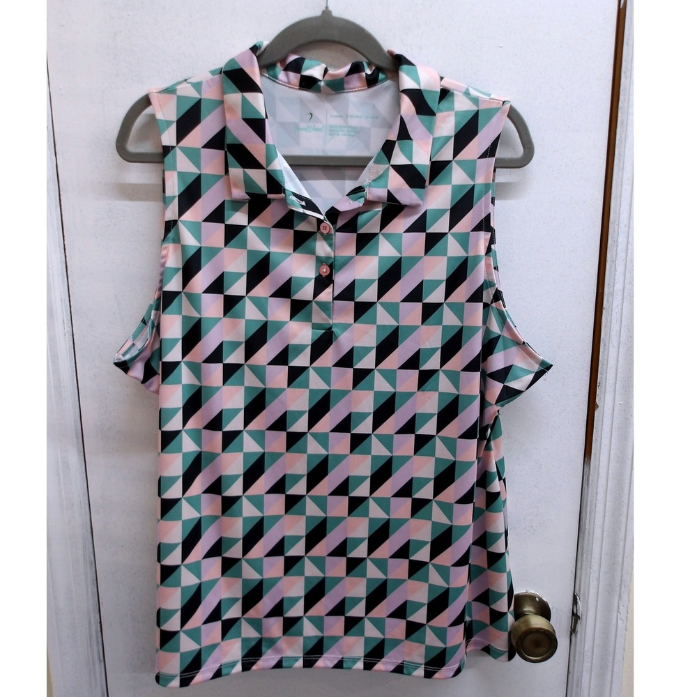 Ironwood XL Performance Polo Shirt Geometric Pink Teal Sleeveless Tank /#266375